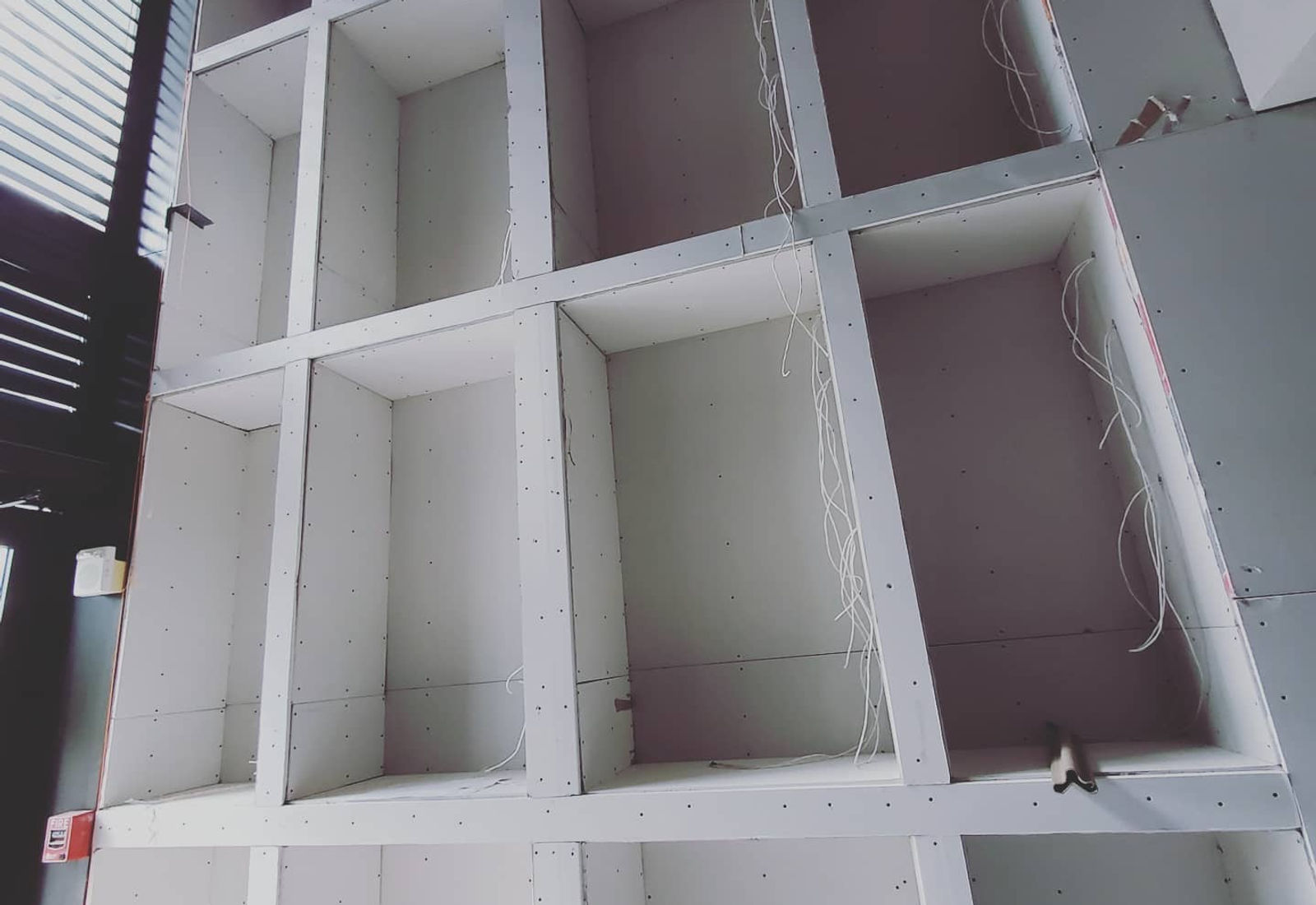 Complex drywall forms under construction
